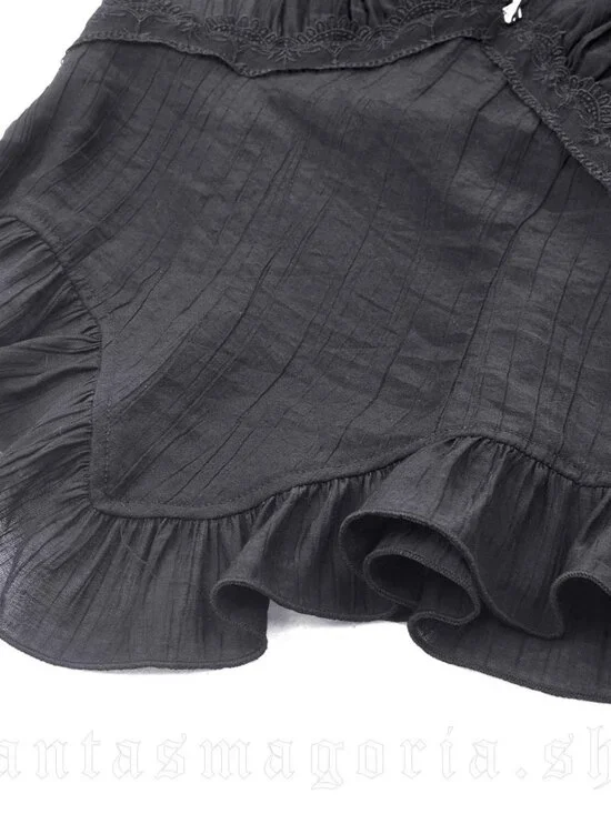 Dark in Love Big Bell Flare Sleeve Top Goth Fairy Core Ruffle Trim Top - Picture 9 of 11